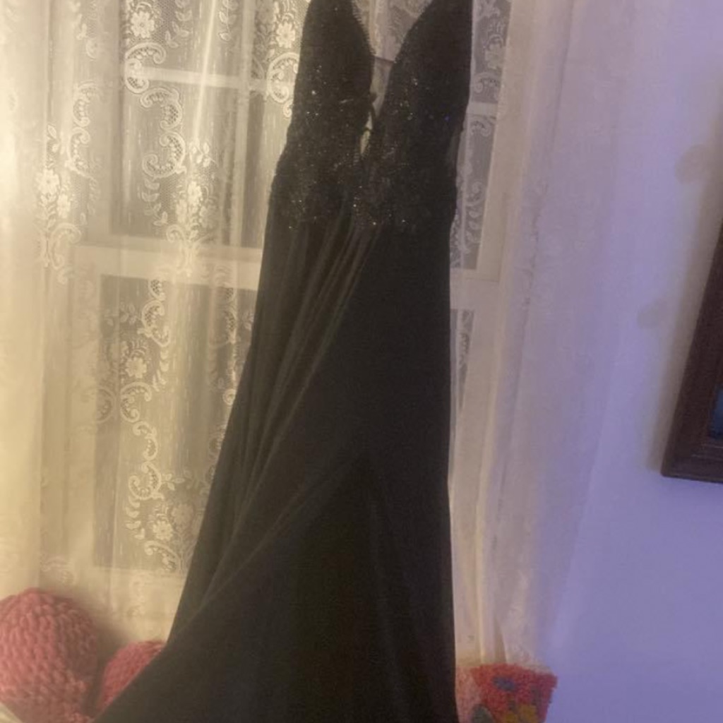 Faviana Black Sequin Maxi Prom Dress